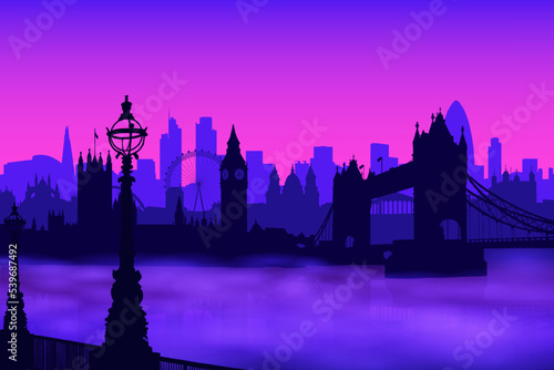 London skylines in the fog