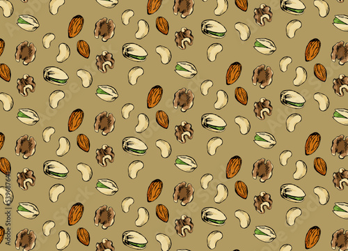 いろんなナッツの背景＿カラー薄茶