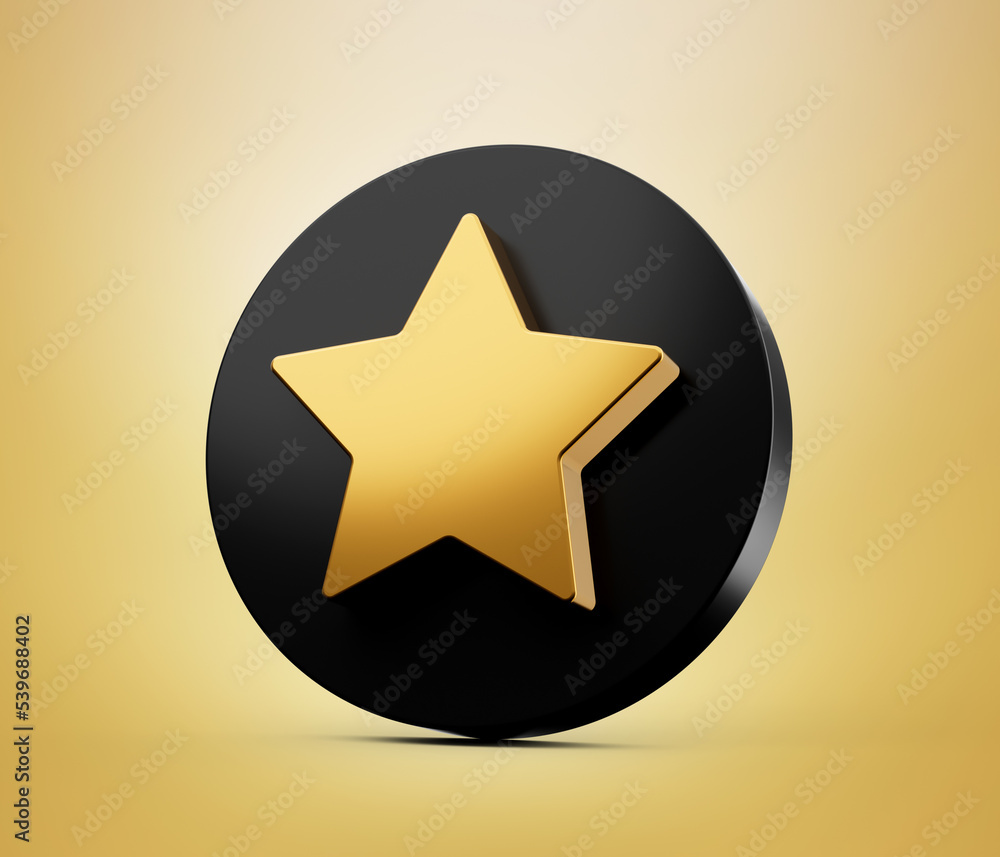 One Gold rating star symbol of review service 3d illustration One Gold rating star symbol of review service 3d illustration