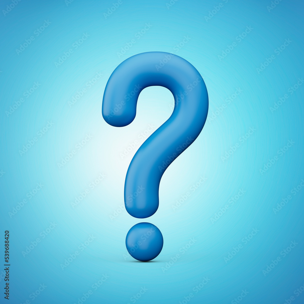 Naklejka premium 3d Realistic Blue question mark 3d Illustration