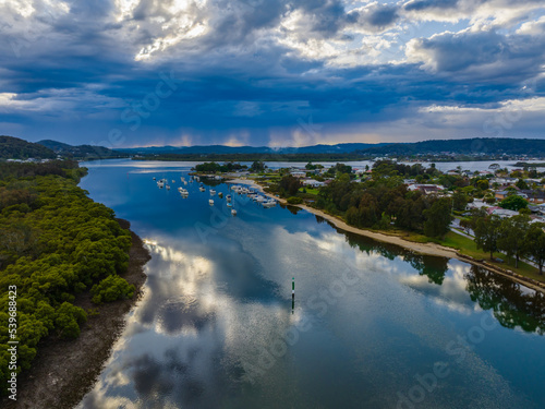 Early morning storm light and reflections at the waterfront