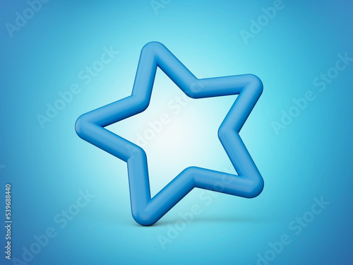 Blue star icon 3d illustration on white background
