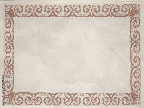 Old paper in brown tone with geometric border. Place for text. 