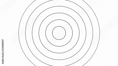 Wallpaper Mural Black And White Concentric Line Circle Background. Black circles spin around one by one, in a motion background. For compositing, and stylizing your video. Added noise. Torontodigital.ca