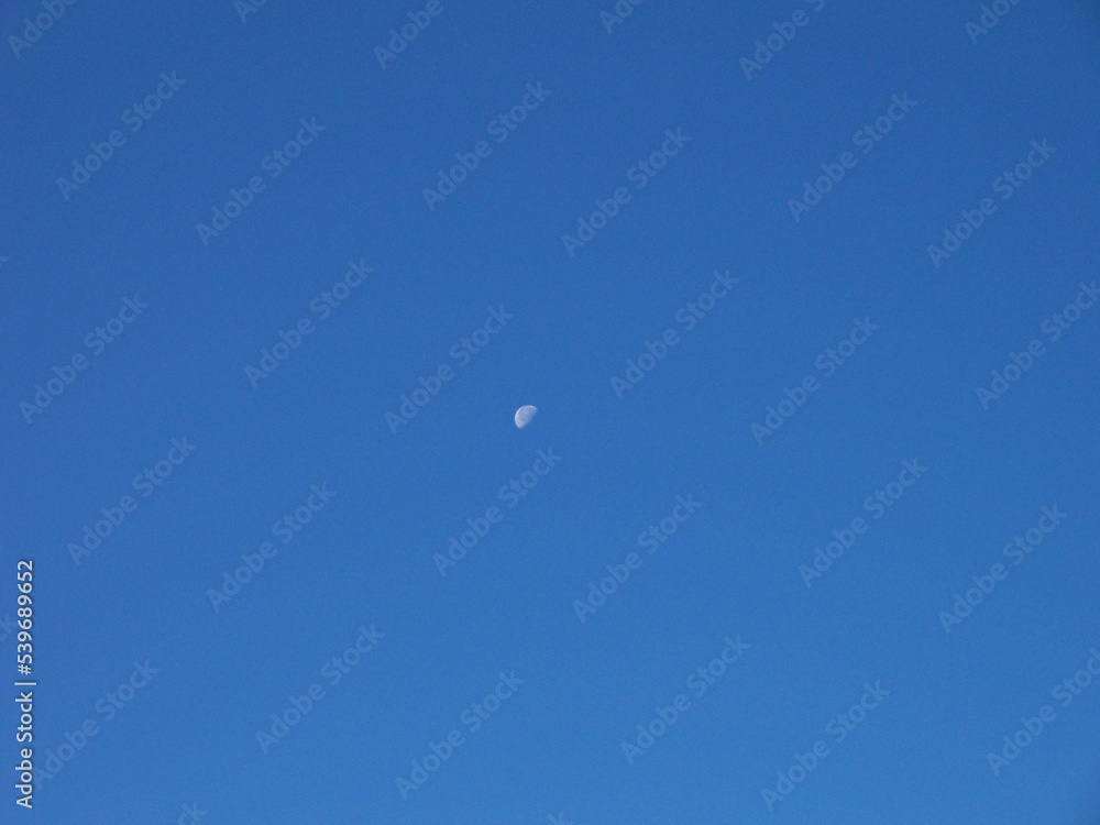 Morning moon in the blue sky Morning moon in the blue sky