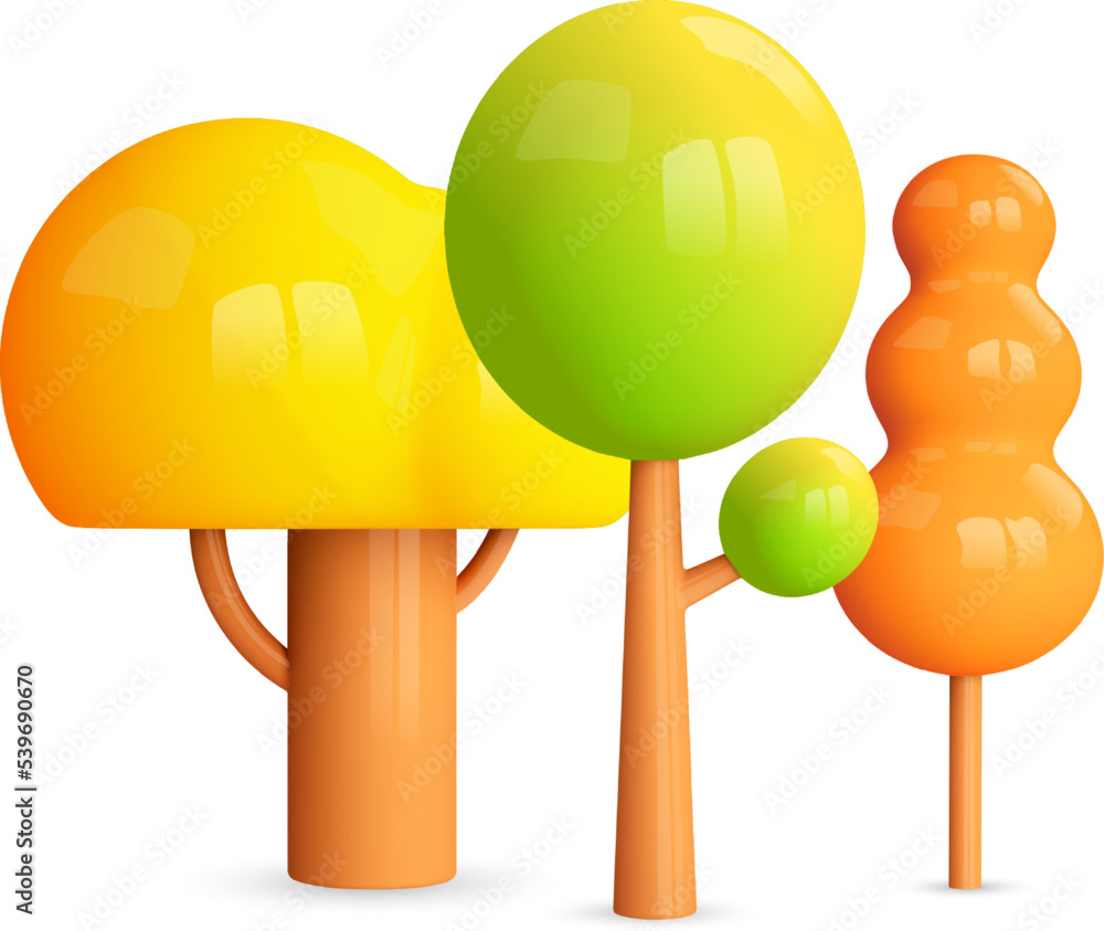 Set 3d Autumn Trees Icon Yellow And Red Forest Garden park Street set-3d-autumn-trees-icon-yellow-and-red-forest-garden-park-street