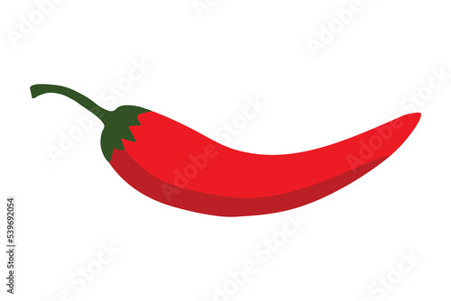 Hot red chili pepper. Red pepper isolated on white background, high quality vector. Illustration of food hot chilli pepper in flat minimalism style.