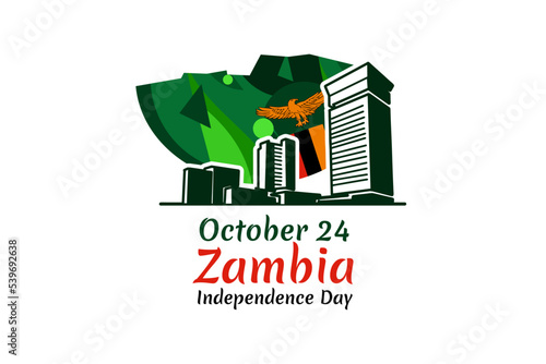 October 24, Independence Day of Zambia vector illustration. Suitable for greeting card, poster and banner.