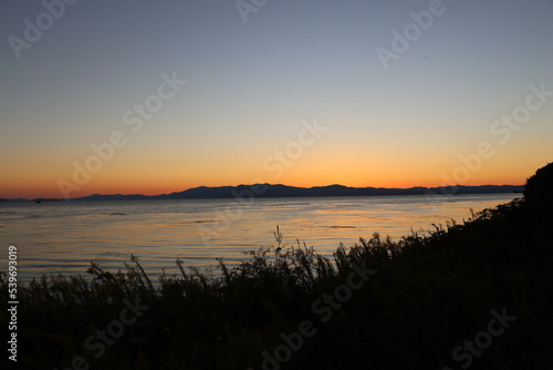 琵琶湖の夕焼け