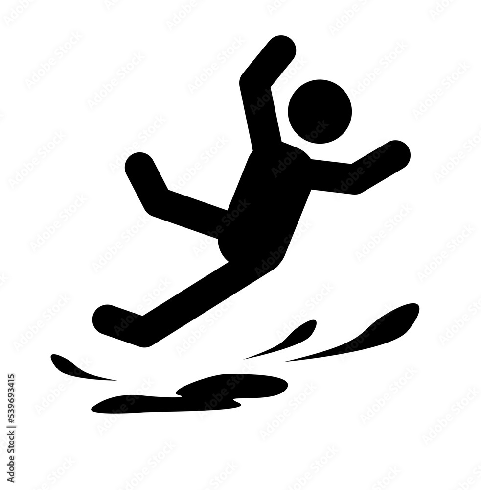 Slippery floor . Vector icon on a white background. A sign of the danger of falling. Slippery floor . Vector icon on a white background. A sign of the danger of falling.