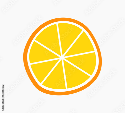 Orange slice doodle style icon.