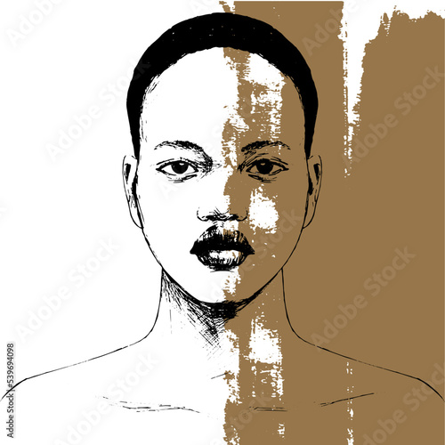 여자 정면 얼굴 피부 뷰티 일러스트 드로잉 벡터 디자인