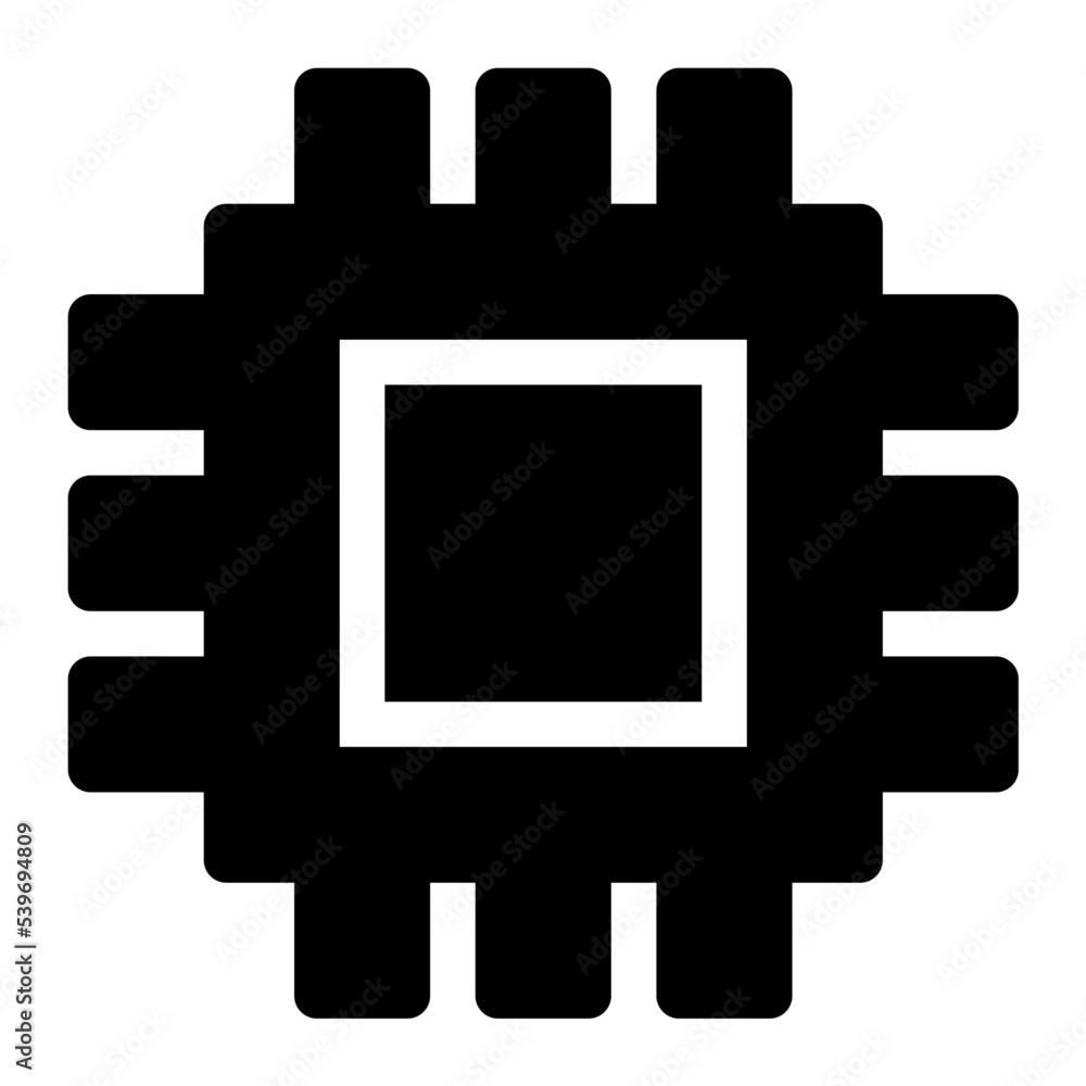 Processor Chip Flat Vector Icon Processor Chip Flat Vector Icon
