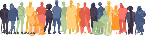 Different people stand side by side together.