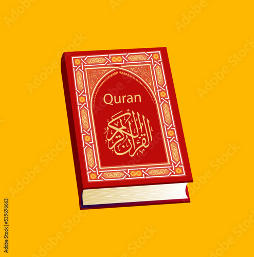 Holy Quran. Islamic book. Logo, card, symbol.vector illustration