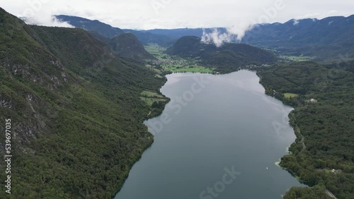 Lake Bohinj Slovenia drone aerial view 4K photo