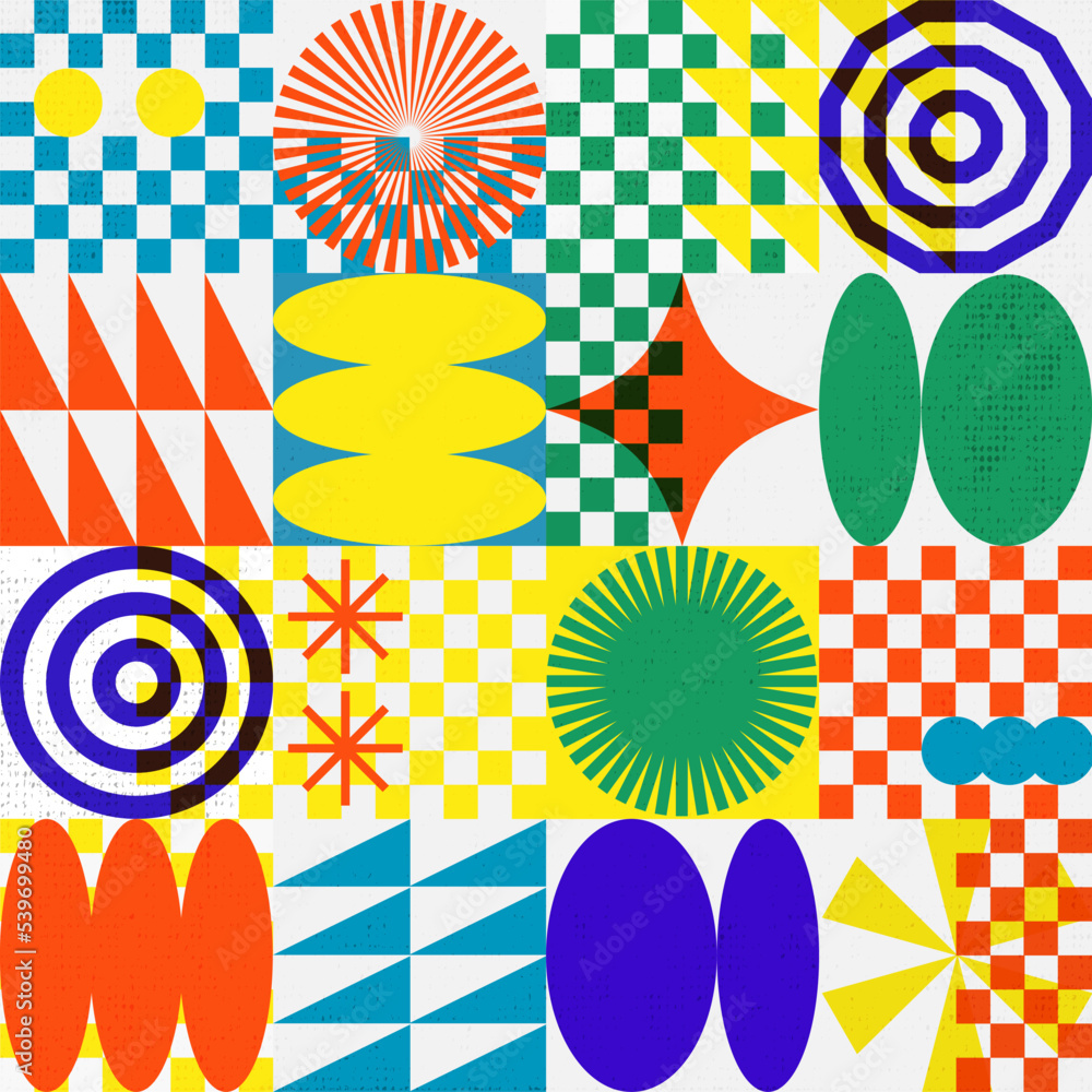 © coisarts - Contemporary Risograph Effect Geometric Pattern Design. Shape Building Geometry Exploration Illustration. Variety of experimental geometric symbols. © coisarts - Contemporary Risograph Effect Geometric Pattern Design. Shape Building Geometry Exploration Illustration. Variety of experimental geometric symbols.