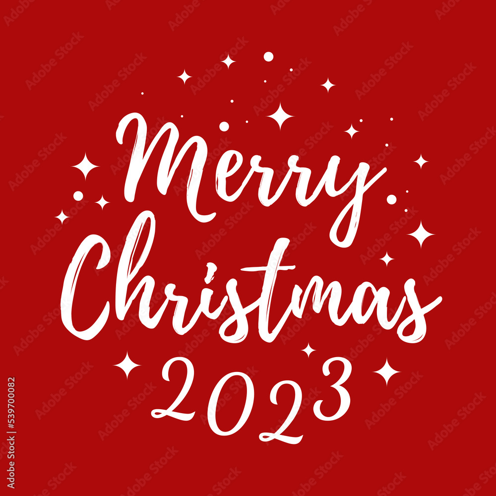 merry christmas 2023 lettering. Seasonal greeting card template. celebration holiday xmas. A calligraphic hand written inscription