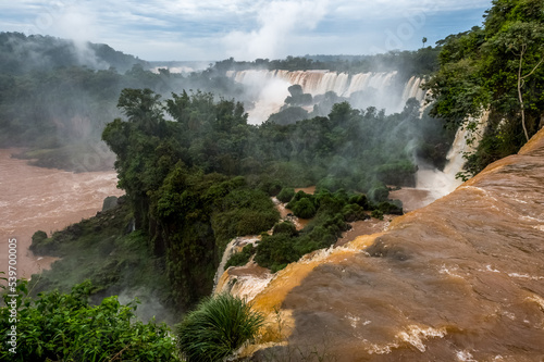Iguazu waterfalls on the border of Argentina Brazil and Paraguay. Nature of South America