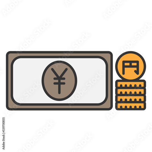 japanese yen note and coins