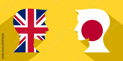 face to face concept. uk vs japan. vector illustration