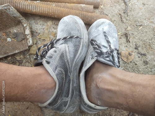 close up of a foot in a boot