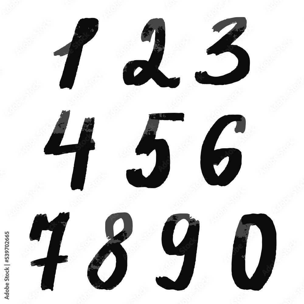 The numbers 1234567890 are handwritten in black ink. Vector design. The numbers 1234567890 are handwritten in black ink. Vector design.