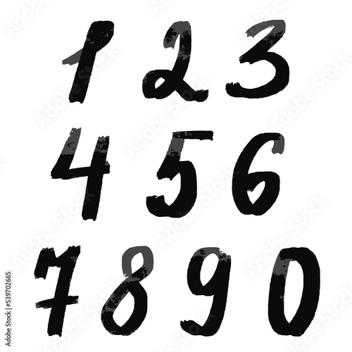 The numbers 1234567890 are handwritten in black ink. Vector design.