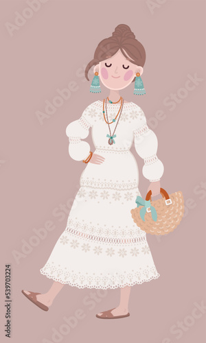 Boho outfit girl in white dress