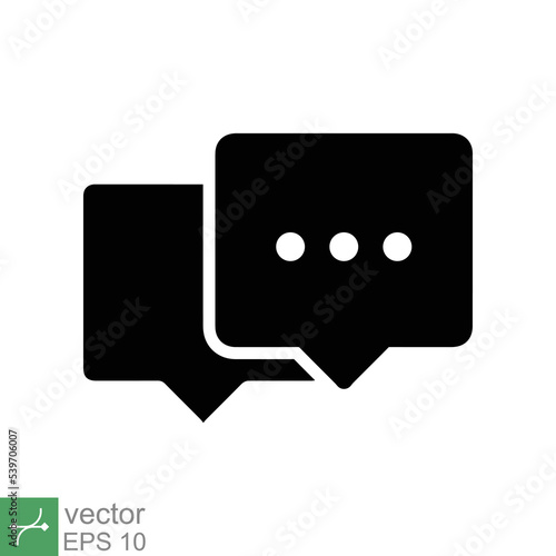 Chat icon. Simple solid style. Speech bubble, conversation, dialog, forum, discussion, message, help, chatting concept. Glyph vector illustration isolated on white background. EPS 10.