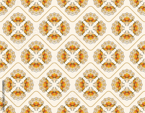 Fabric Pattern Design. Oriental and Vintage Fabric Pattern Design.