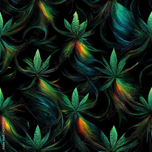 Wallpaper Mural Abstract floral  seamless background  with leaves of cannabis. Seamless pattern.  Ai generated Torontodigital.ca