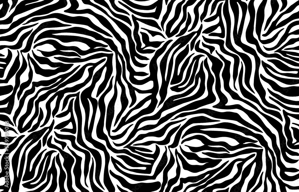 Seamless zebra texture, African animal print. - obrazy, fototapety, plakaty 