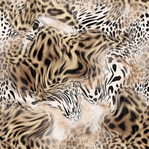 Seamless abstract mixed animal print  leopard  zebra and snake texture.