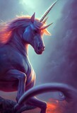 Hyper-realistic unicorn ready to fight