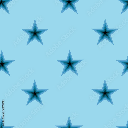 Seamless stars vector illustration. Pattern with 3d blue star. Creative design for wallpaper and print bed linen.