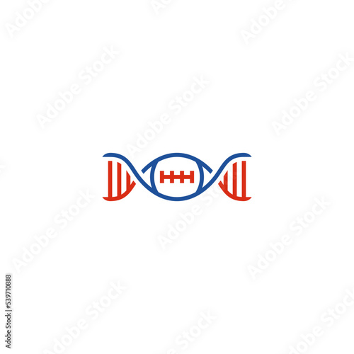 DNA combination with American football ball. Logo design.