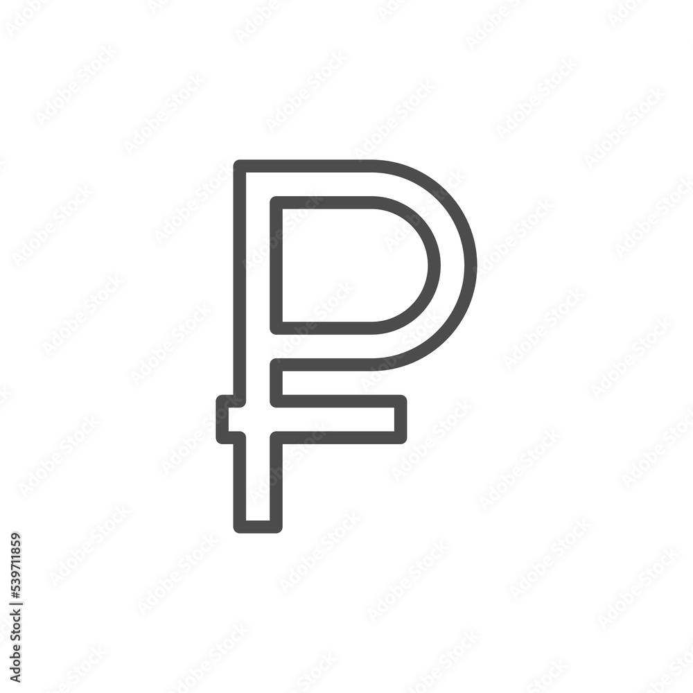 RUSSIA banking currency symbol, RUBEL vector icon, Russian ruble sign icon, outline style RUSSIA banking currency symbol, RUBEL vector icon, Russian ruble sign icon, outline style