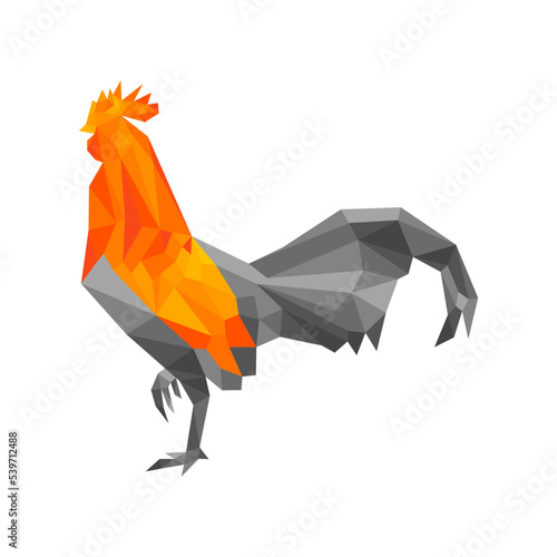 Polygonal low poly rooster logo icon vector illustration