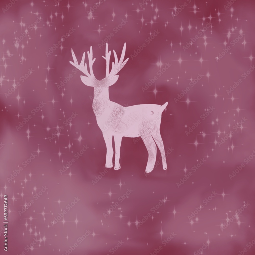postcard for the holiday happy new year, art, horns, deer postcard for the holiday happy new year, art, horns, deer
