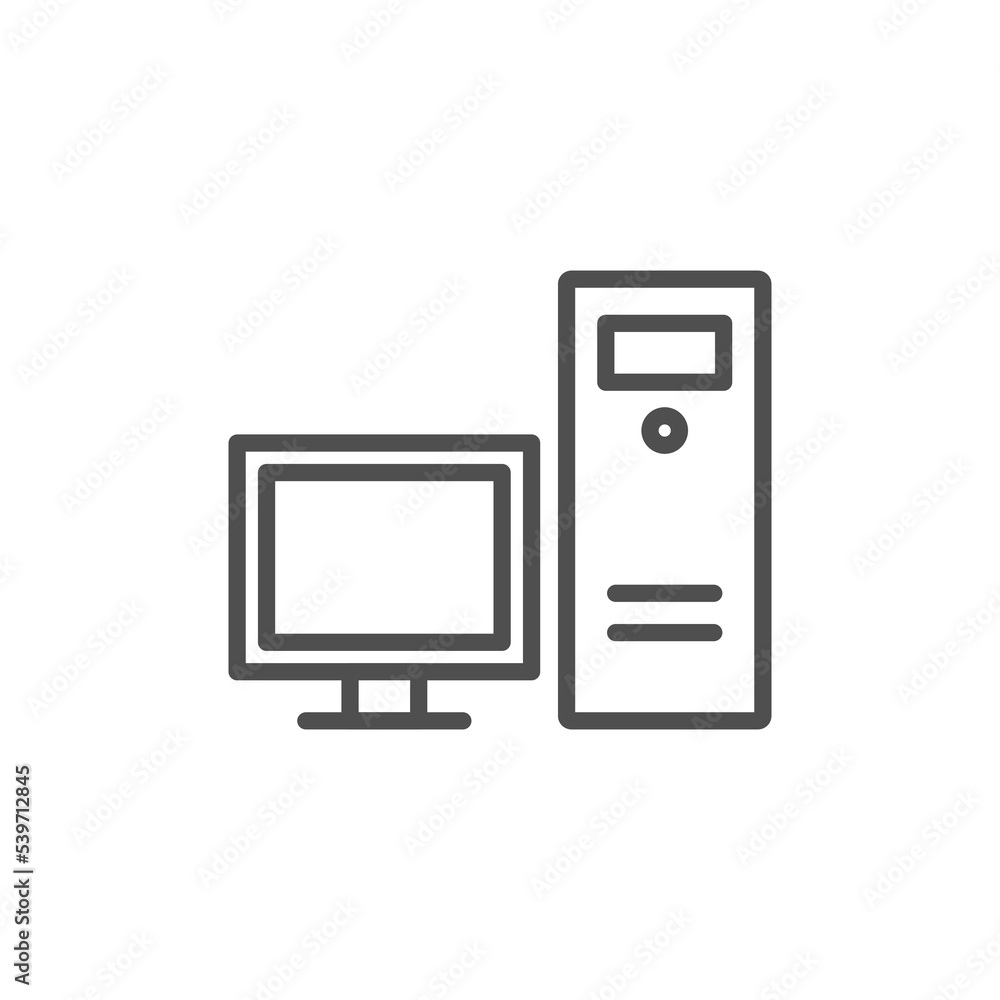 Home desktop computer personal PC flat vector icon for apps and websites. Desktop computer screen Home desktop computer personal PC flat vector icon for apps and websites. Desktop computer screen