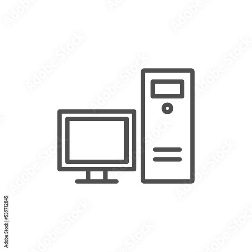 Home desktop computer personal PC flat vector icon for apps and websites. Desktop computer screen
