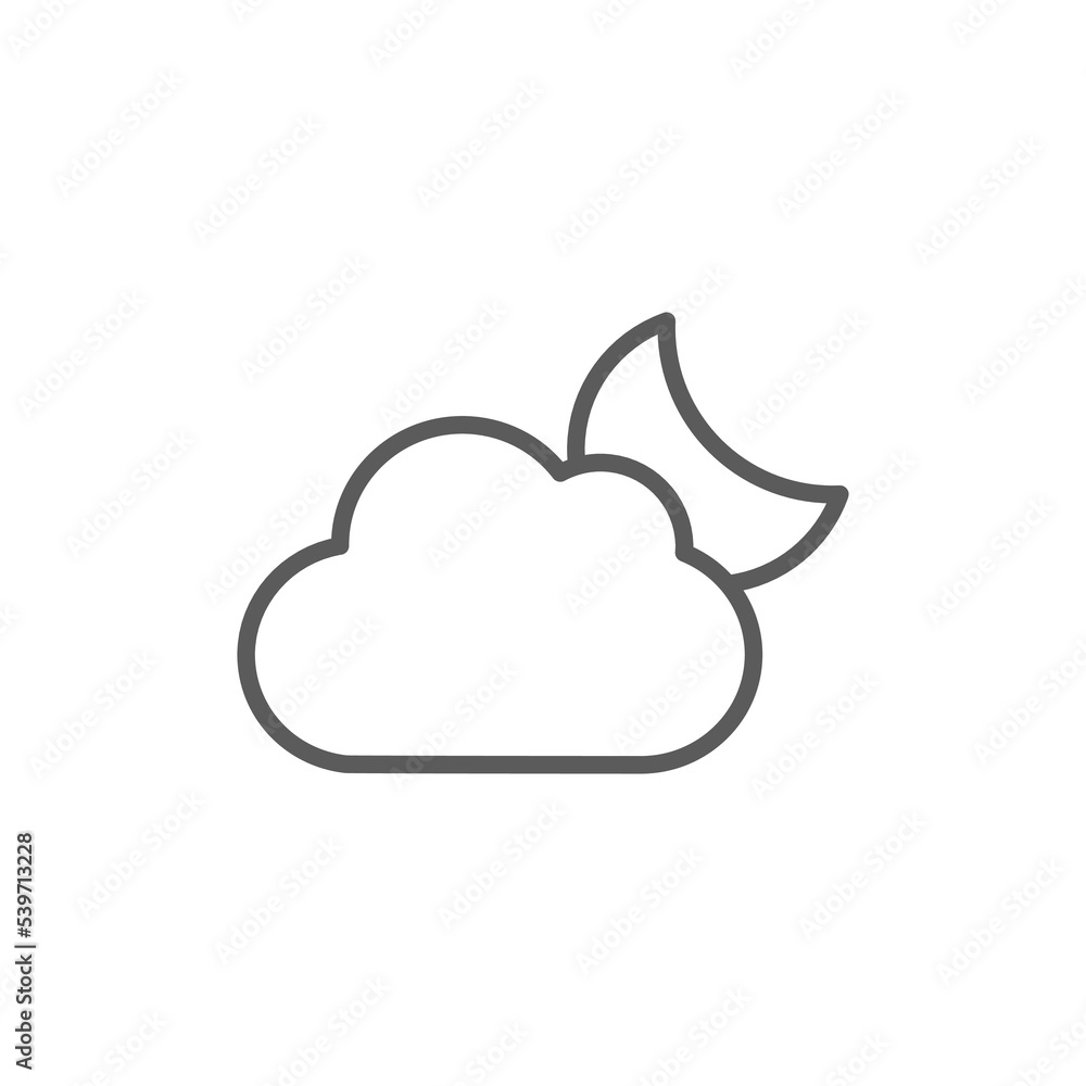 Cloudy night Icon. Partly cloudy night icon. Cloudy night Icon. Partly cloudy night icon.