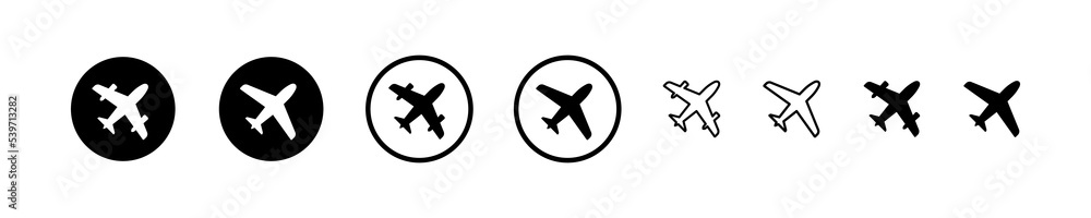 Airplane icon. Plane symbol. Black color. Vector sign.