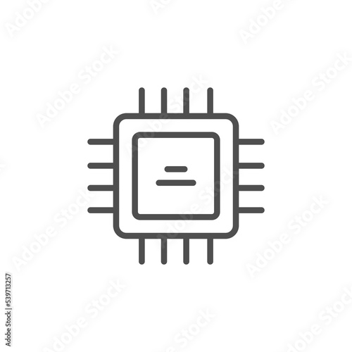 CPU or computer processor icon, simple vector graphic. Processor line vector icon for websites and mobile minimalistic flat design. Mini CPU Icon Flat Style. Mobile CPU Vector. Phone CPU Illustration.