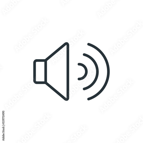 Audio speaker volume on line art icon for apps and websites, Speaker icon. Volume max.