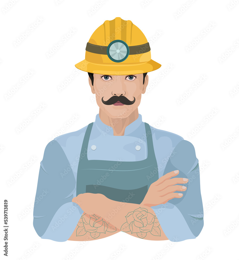 arms folded man hat illustration transparent background yellow miner hat arms folded man hat illustration transparent background yellow miner hat
