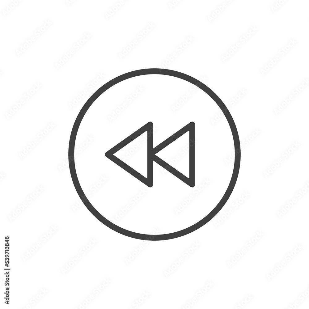 fast backward icon. Backward outline vector icon. Thin line black backward icon, flat vector simple element illustration from editable arrows concept isolated on white background fast backward icon. Backward outline vector icon. Thin line black backward icon, flat vector simple element illustration from editable arrows concept isolated on white background