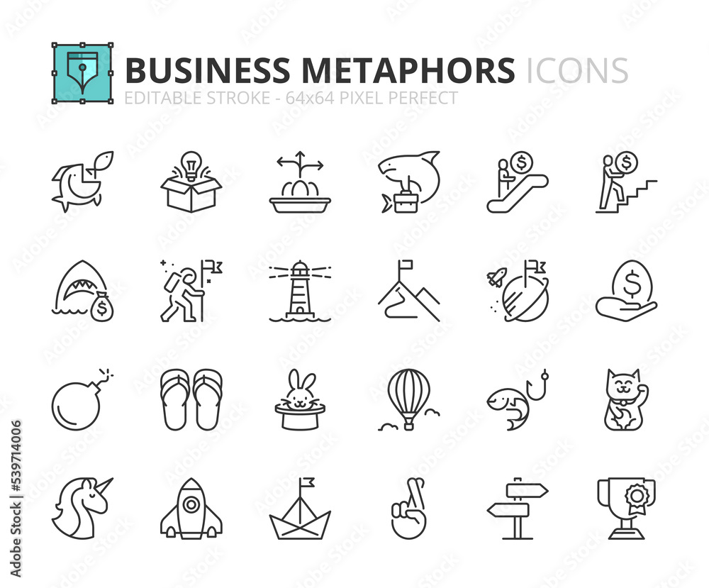 Simple set of outline icons about business and finances metaphors and idioms. Simple set of outline icons about business and finances metaphors and idioms.