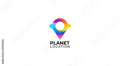 planet location logo design and vector illustration
